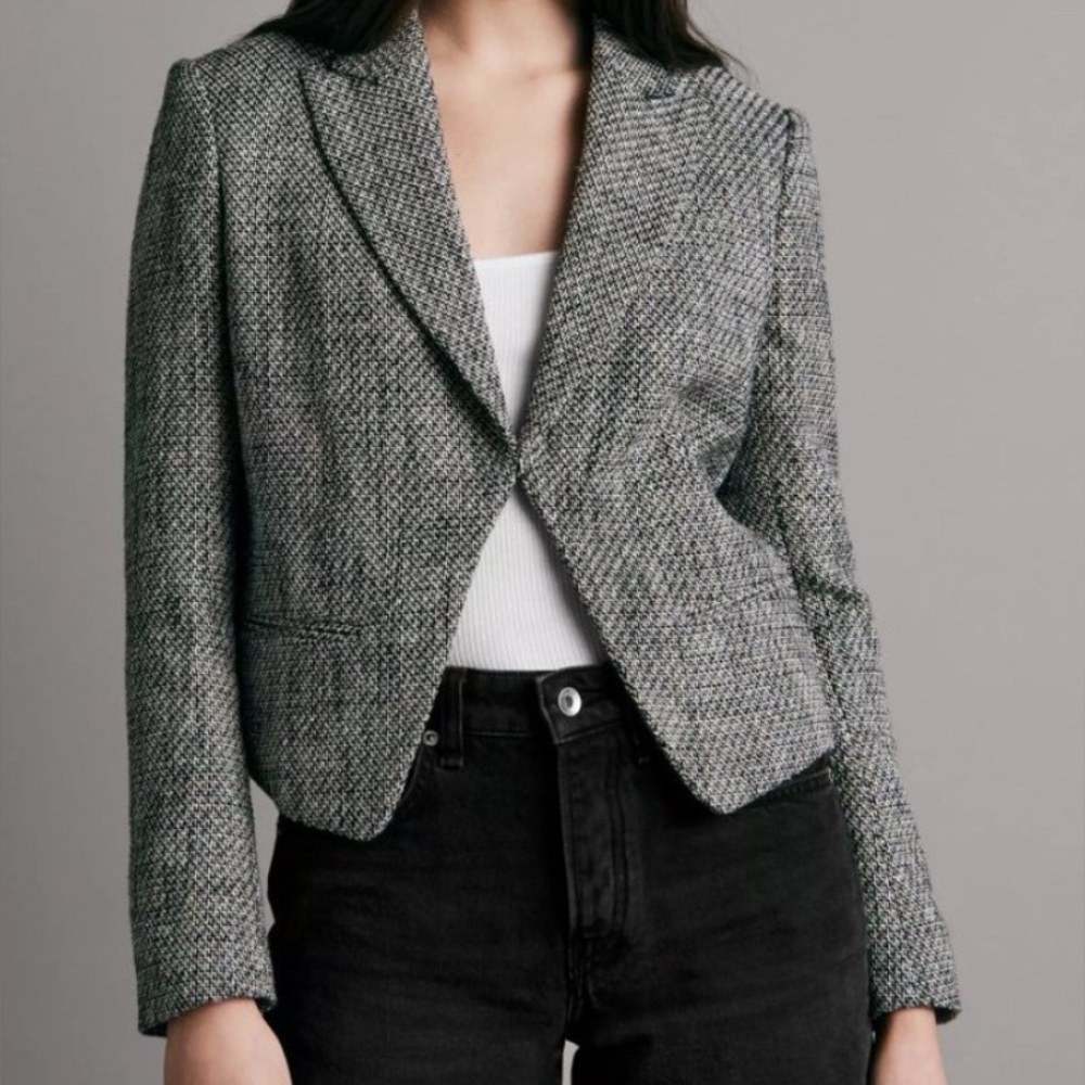rag & bone Elle Tweed Blazer Black and White Herringbone Size 8